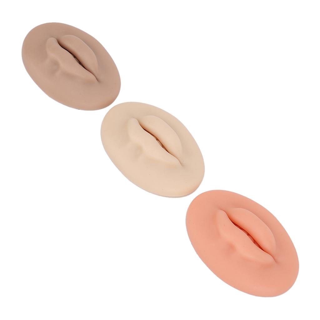 3 Pcs 3D Silicone Lips Elastic Semi Permanent Soft Real Skin Touch Feeling Fake Lips Tattoo Practice Lips