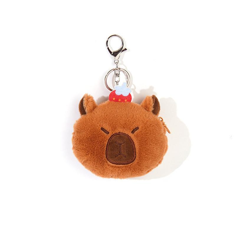 Capybara Plush Coin Purse Keychain For Kids And Collectors Strawberry