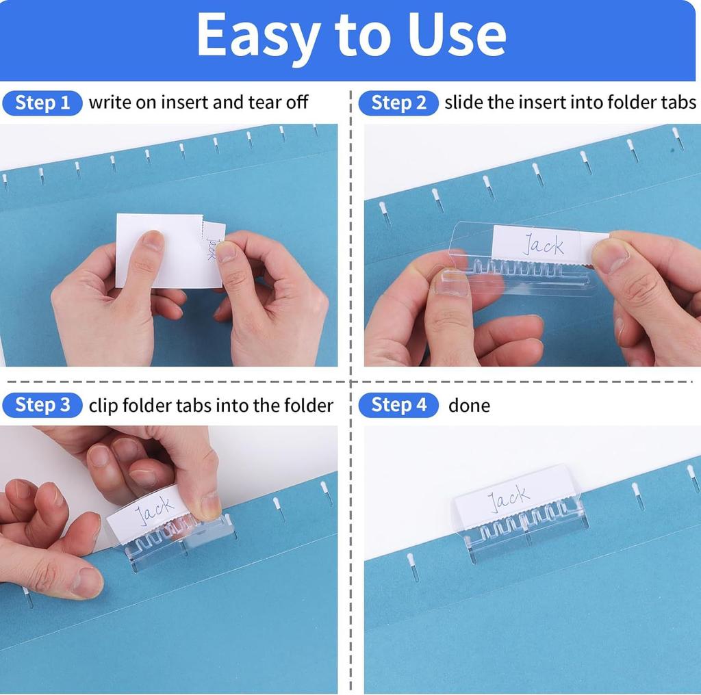 100 Pcs Hanging File Folder Tabs Transparent Label Holder Detachable File Folder Tabs Back To School Stationery Office Supplies