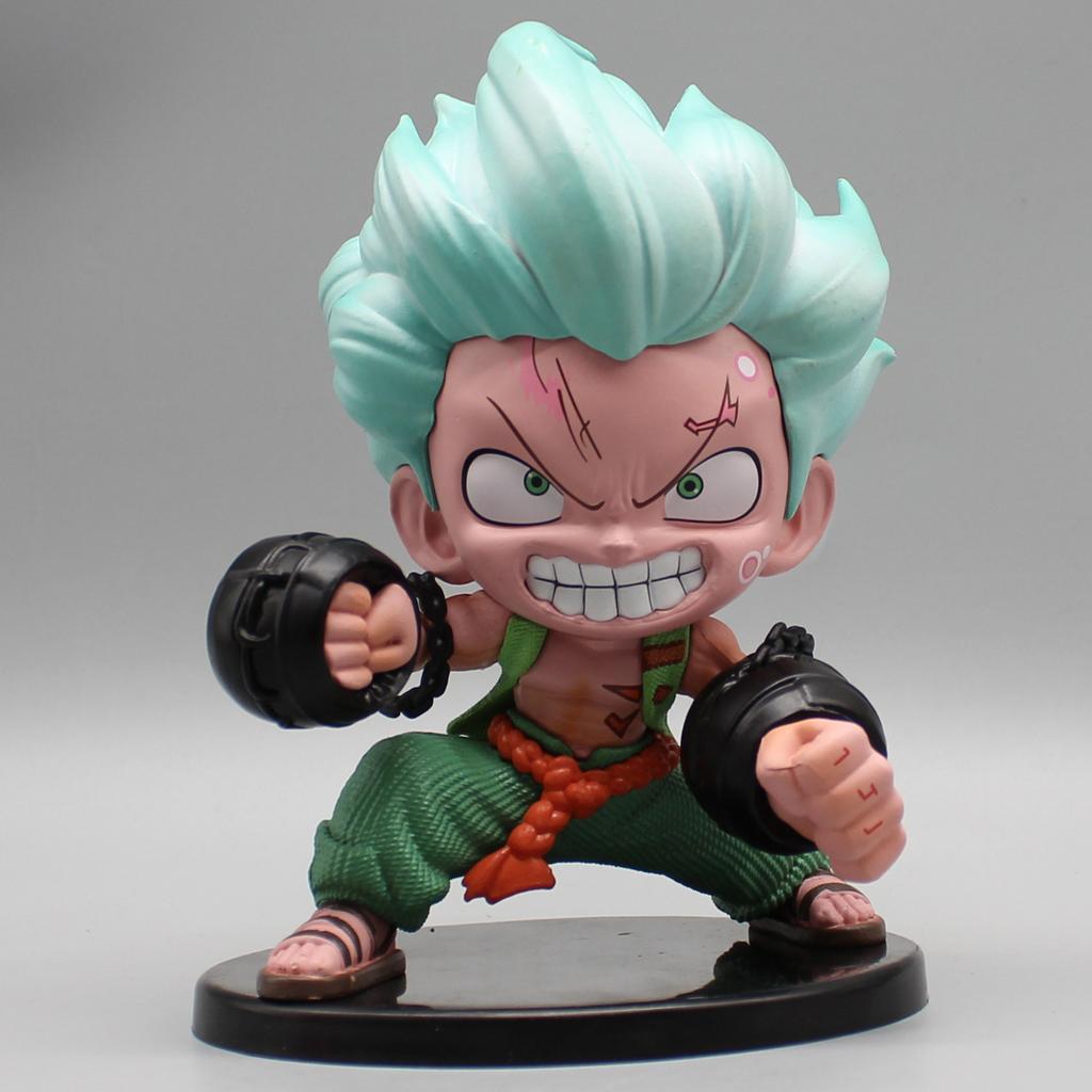 Anime Roronoa Zoro Fighting Figure Prison Cartoon Q Version Model Doll Around Kid Toy Gift