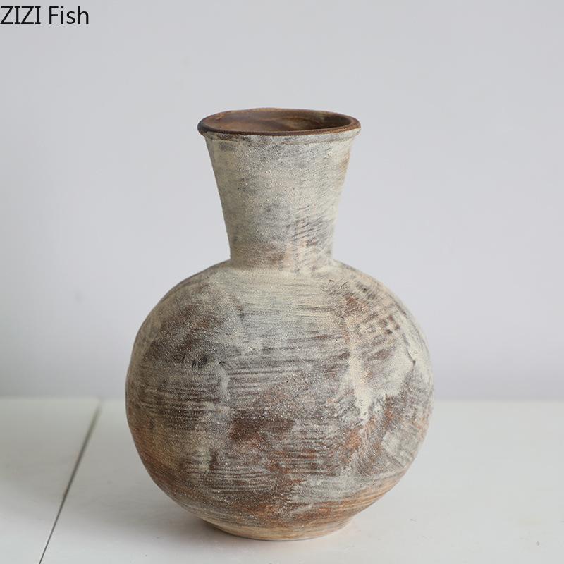 Wabi Sabi Style Retro Ceramic Vase Creative Plant Pot Table Decoration Flower Arrangement Floral Vases Room Aesthetic Decor