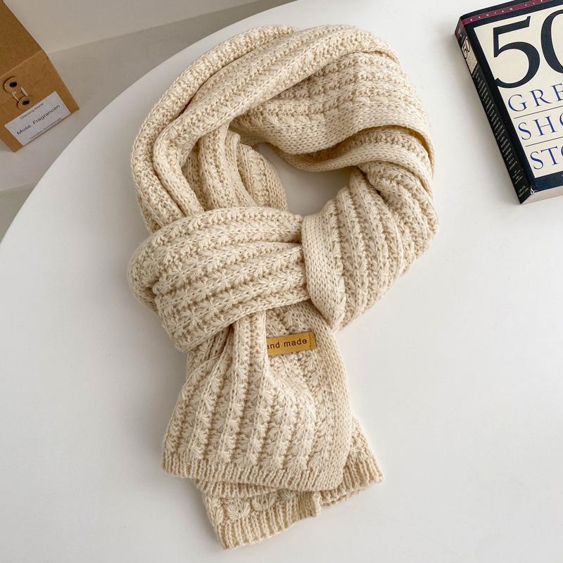 Versatile knitted wool red scarf women's new winter high-end warm couple scarf student