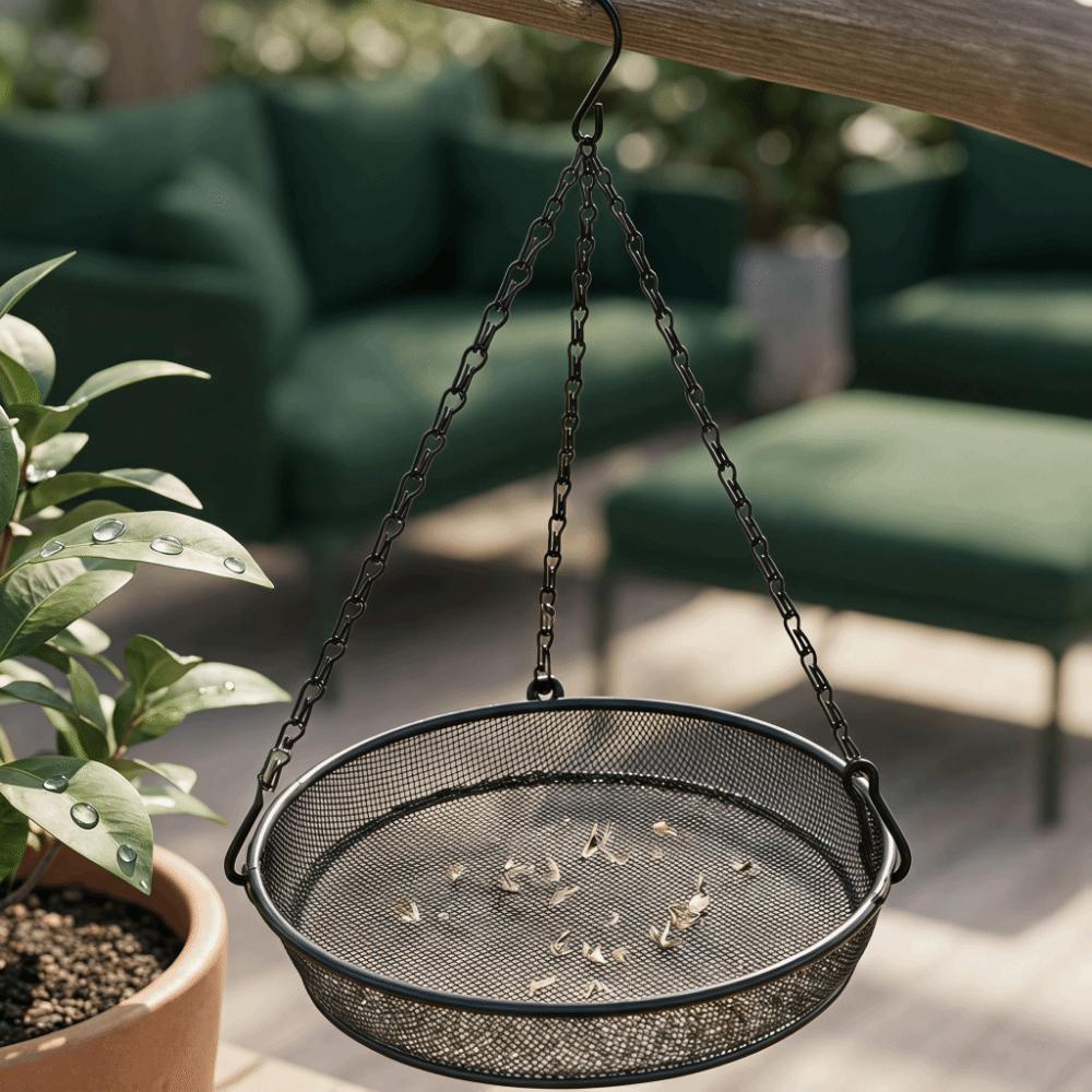 Metal Mesh Hanging Bird Feeder Sturdy Outdoor Bird Feeder Hummingbird Bird Feeder Tray Balcony