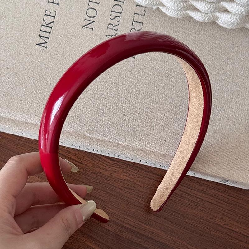 2024 Summer Retro Red PU Leather Women's Headband - Versatile Hairpin Hair Accessory