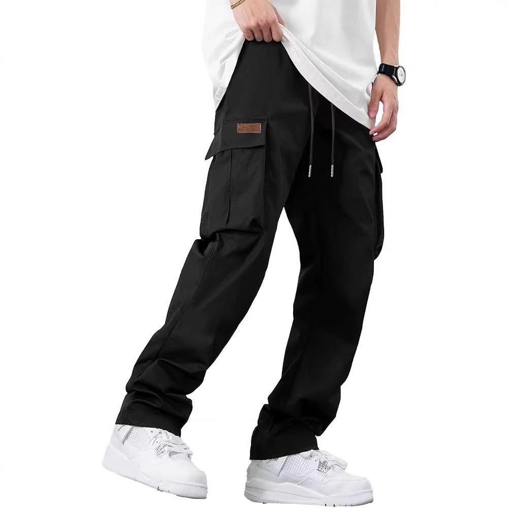 2024 Men's Multi-pocket Workwear Drawstring Pants for Outdoor Hiking, Running, and Casual Wear