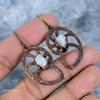 Moonstone Stone Copper Hook Birthday Dangle Electroformed Crown Chakra Earrings VP-103