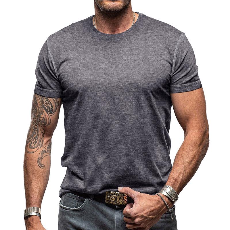 Летняя классическая мужская однотонная футболка с круглым вырезом Tough Guy US M темно-серого