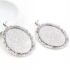 5pcs 30x40mm Inner Size Antique Silver Plated and Bronze and Black Cabochon Base Setting Charms Pendant