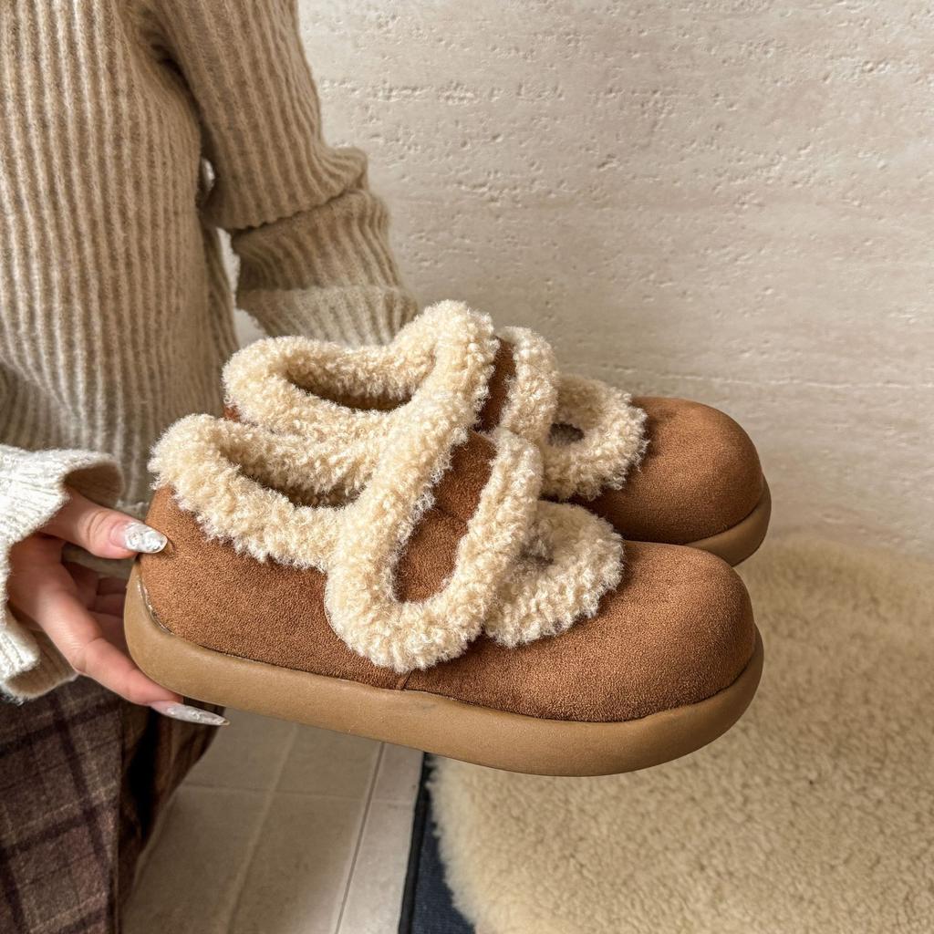 Mary Jane Snow Boots Women's Winter New Student Versatile Light Mouth Velvet Cotton Shoes