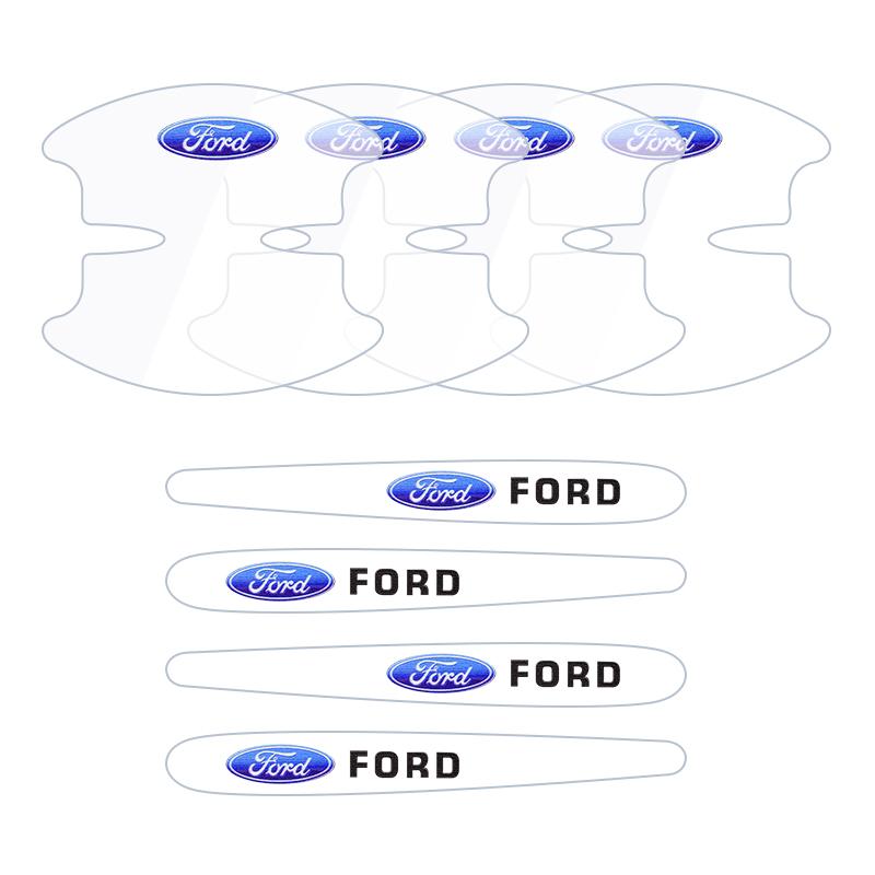 ZOZU8 4/8 PCS Car Door Handle Cup Protector Stickers Protection Film Accessories Ford Focus Fiesta Ranger Mondeo S-MAX Kuga Mustang