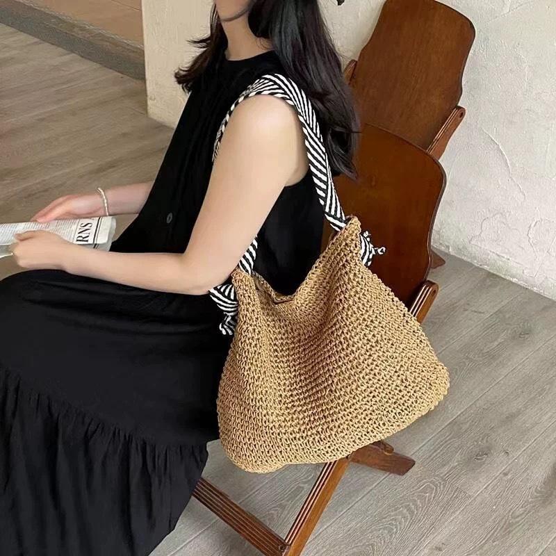 Ladies Fashi Summer Straw Crossbody Bag Women Beach Holiday Shopping Woven Shoulder Handbag Messenger Purses For Women Bags