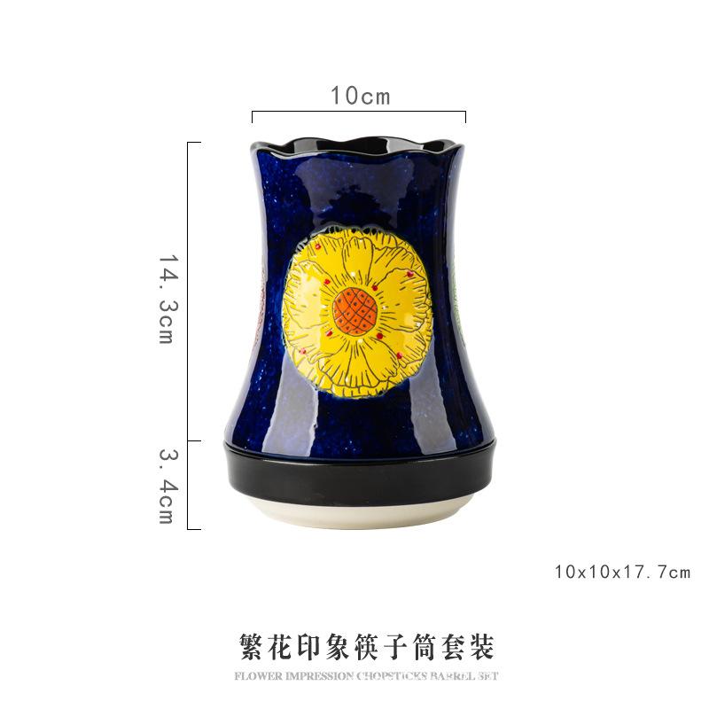 

Европейское расписное керамическое ведро для стекания палочек для еды, кухонные контейнеры для продуктов, банки для хранения, подставки для ножей, вилок, ложек, ящики для хранения