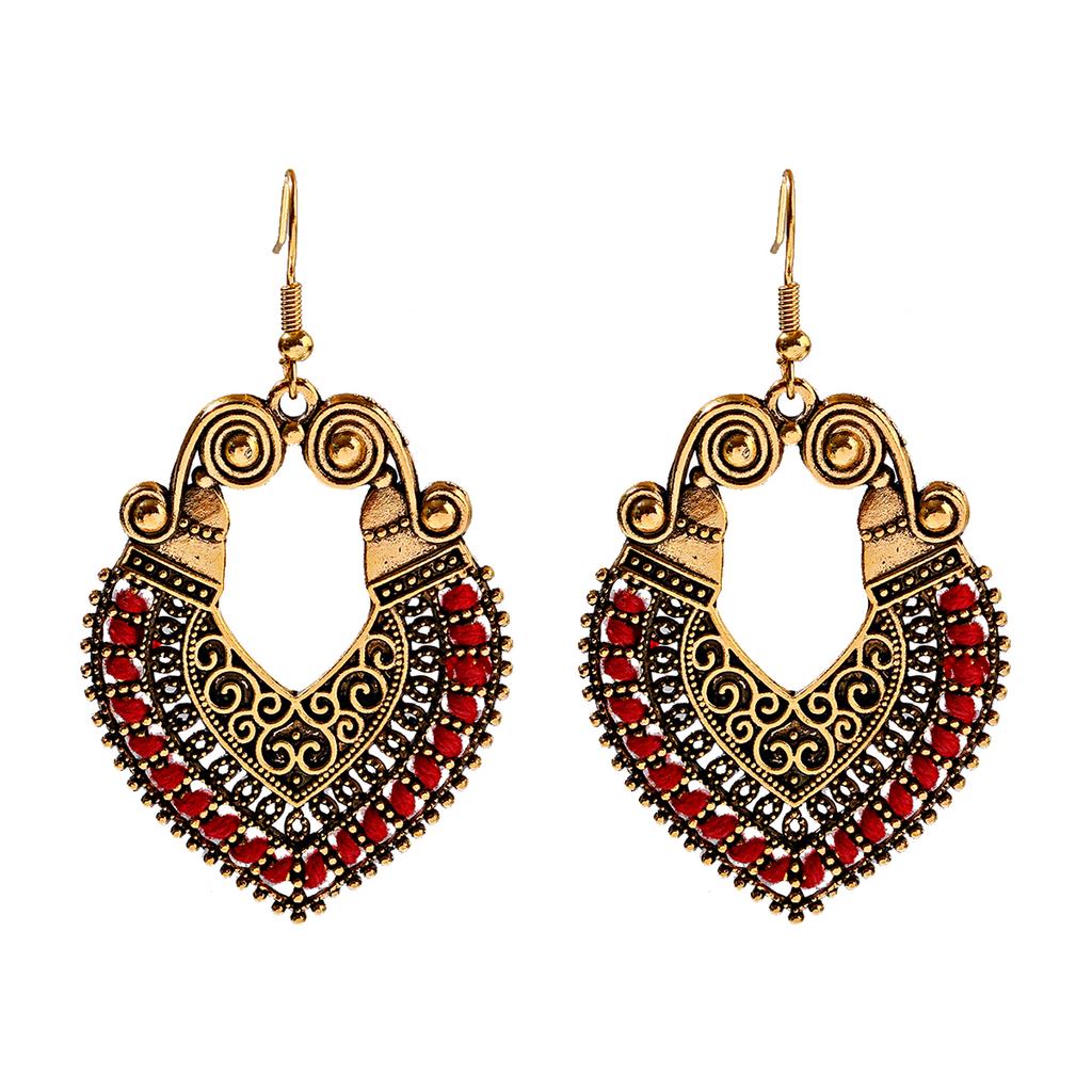 Indian Jhumka Zircon Vintage Bell Tassel Earring Boho Antique Ethnic copper Plated Drop Hanging Earrings For Women Pendientes