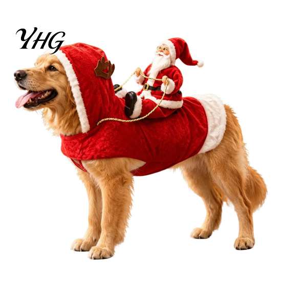 Funny Animal Cosplay Costume Santa Rider Dog Costume, Christmas Pet Outfit with Adjustable Closure, Festival for Small Medium Large Dogs Holiday