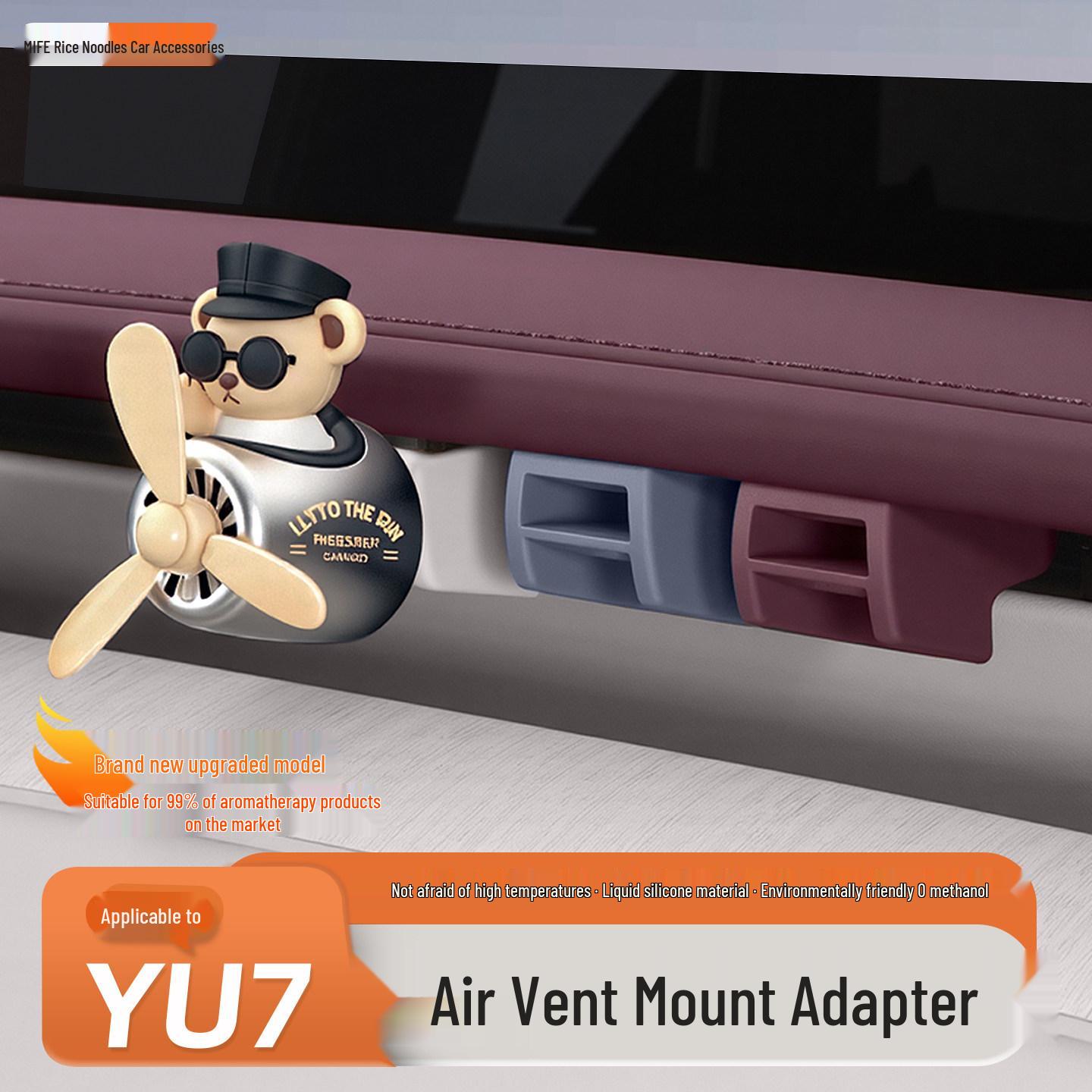 Xiaomi YU7/SU7 Air Vent Clip Car Mount Adapter with Aroma Card Buckle for Interior Modification. SU7/YU7 Clip (1 piece, Black, fits 99% vents)