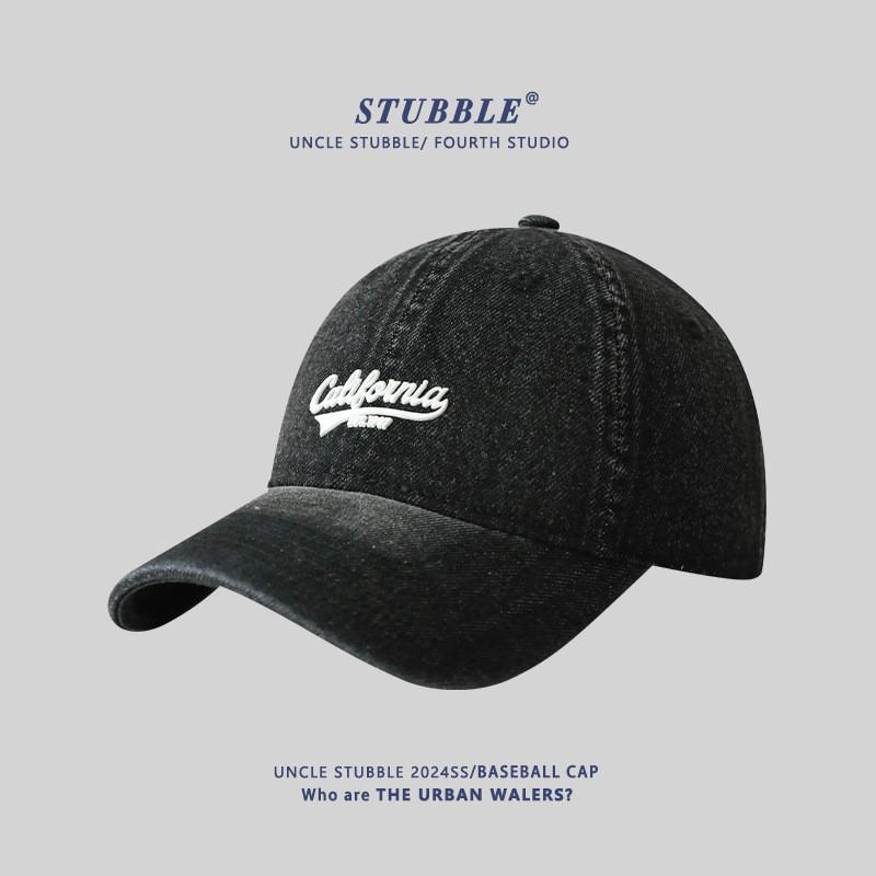 

Baseball Cap With Wide Brim For Sun Protection Summer Casual Men Women Denim Cotton Black