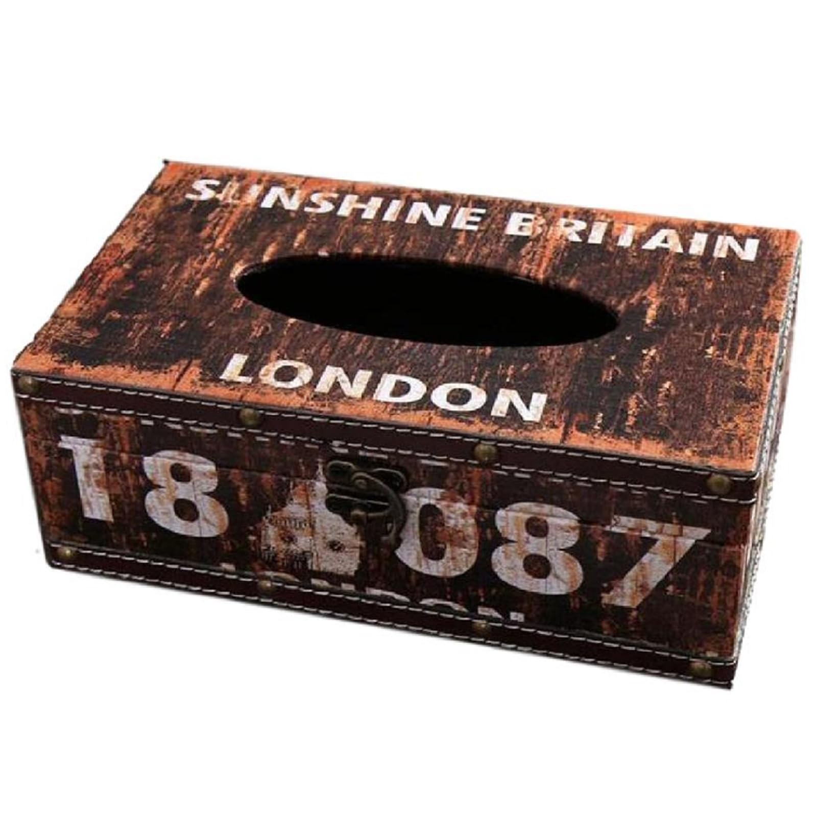 

[Queen-b] Antique Tissue Box Case, Stylish and Cool, Retro Vintage Wooden Decor, Gift (1887)
