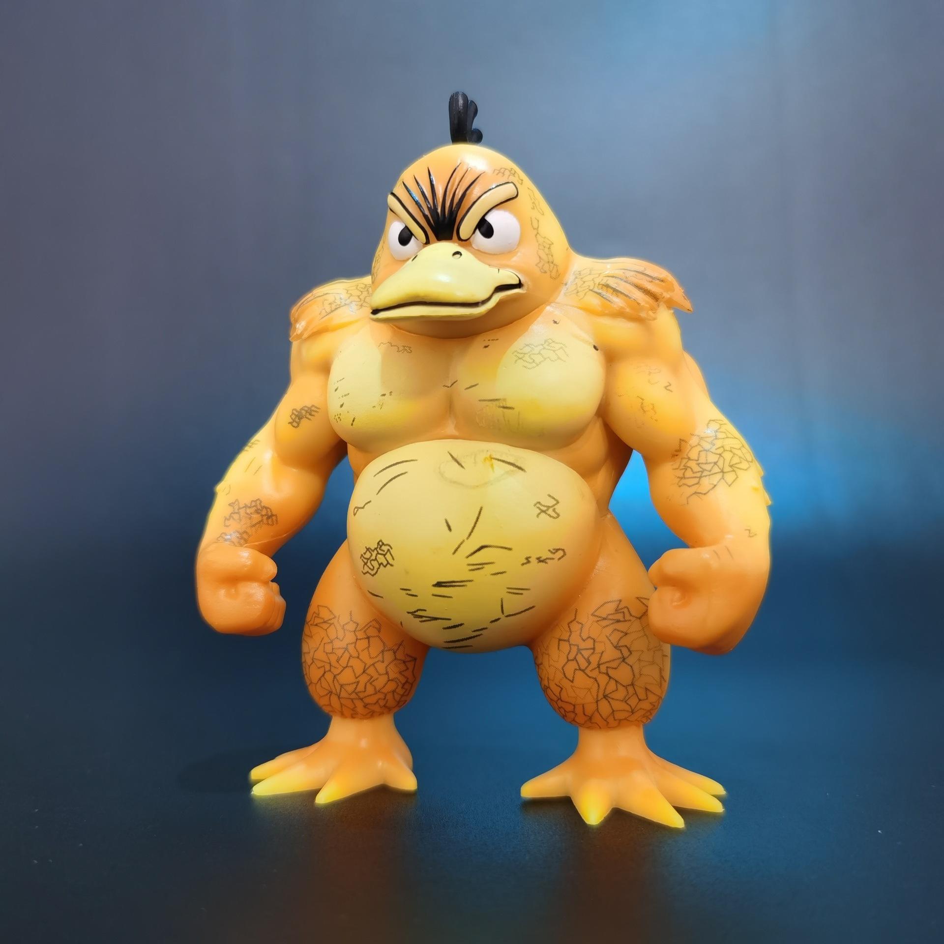 Pokemon Anime Muscle Crazy Pikachu Bulbasaur Charmander Squirtle Psyduck Cute Figure Model Toy Car Decoration Gift