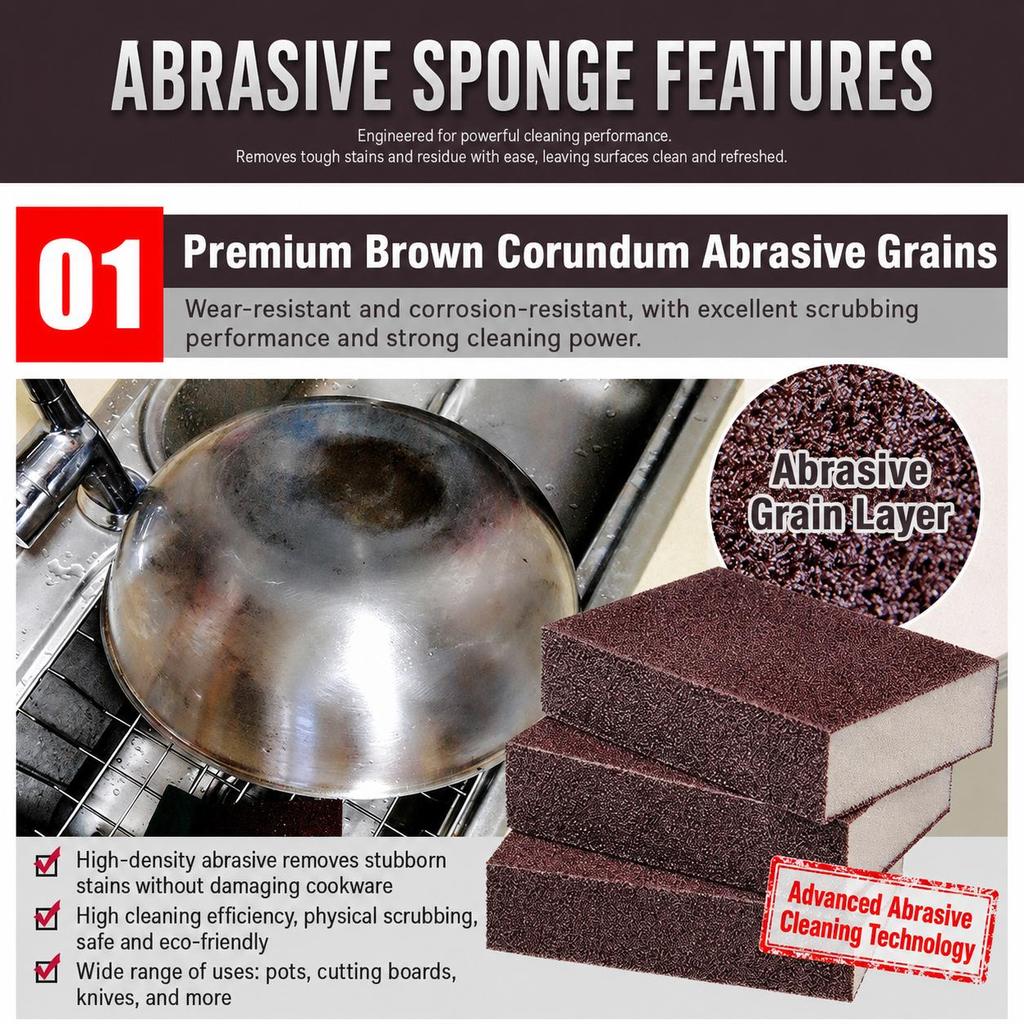 Cleaning Brush Lincoo 1/2/4/6/8Pcs Carborundum Removing Rust Cleaning Brush Descaling Clean Rub for Cooktop Pot Kitchen Sponge