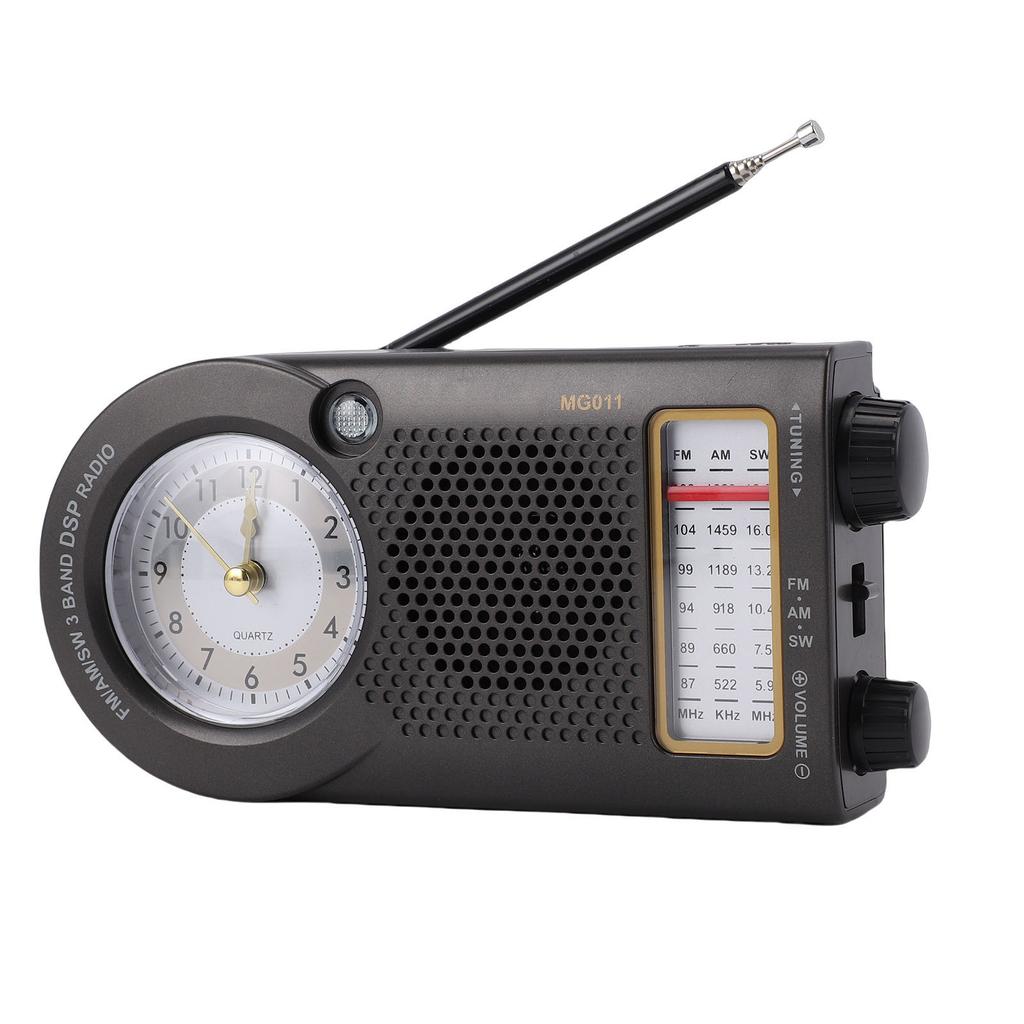 Portable Radio Rechargeable Battery Operated FM AM SW Multi Band Radio with Clock 3W Speaker for Music News Traffic Updates