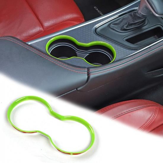 

Green Front Gear Cup Holder Frame Ring Trim Accessories For Dodge Challenger 15+