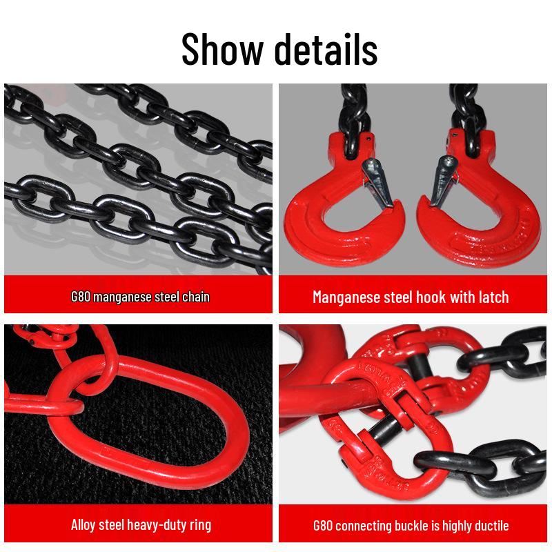 G80 Manganese Steel Chain Sling with Hook and Shackle for Lifting and Overhead Crane Operations