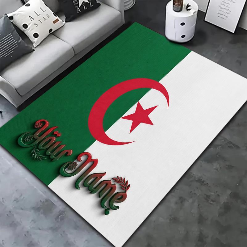 Algeria Flag Custom Name Carpet Rug For Living Room Bedroom Home Sofa Decoration,Kids play Non-slip Floor Mat