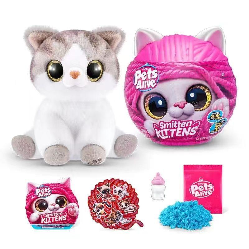 Zuru Pets Alive Smitten Kittens Mystery Blind Box Glow In The Dark Collectible Plush Cat Stuffed Toy For Girls Birthday Gift