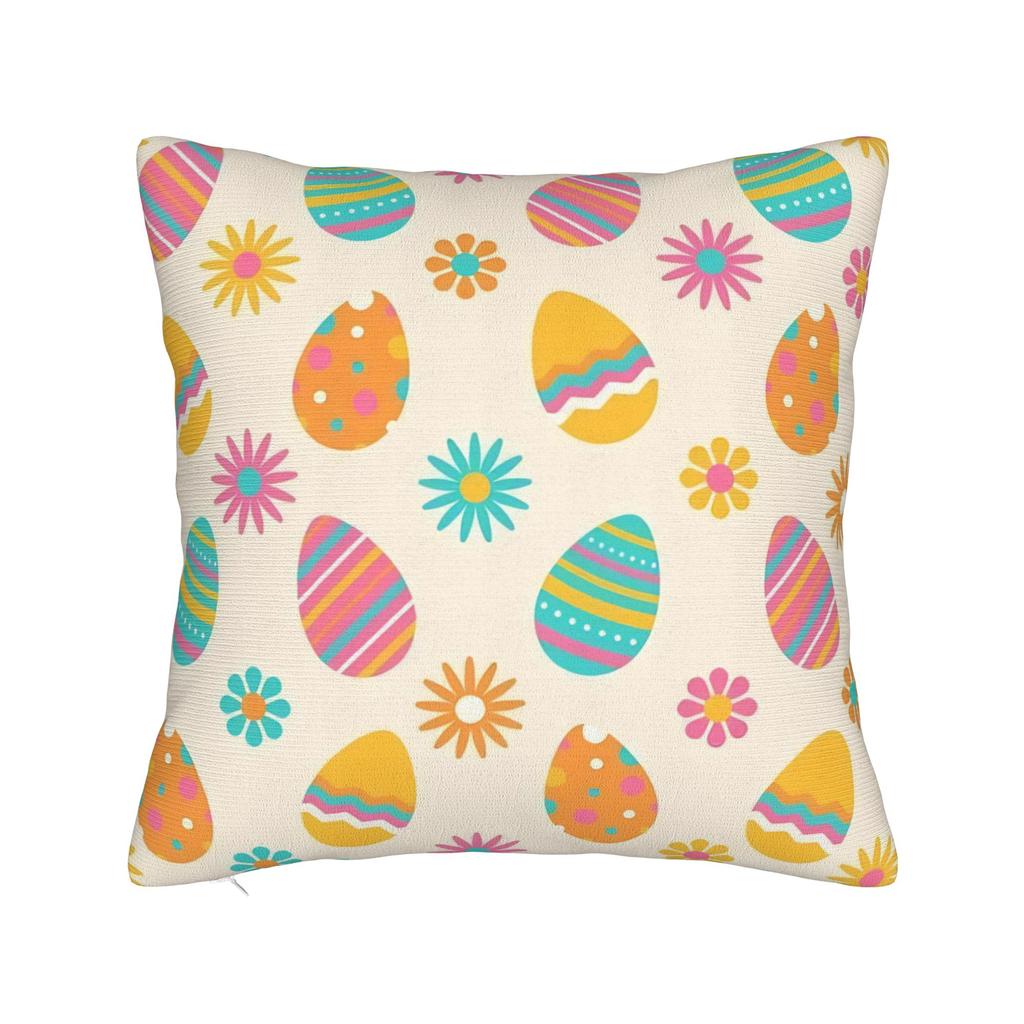 Eggs Easter Bunny Square Pillow Case Polyester Cushions for Sofa   Novelty Pillowcover Home Decor