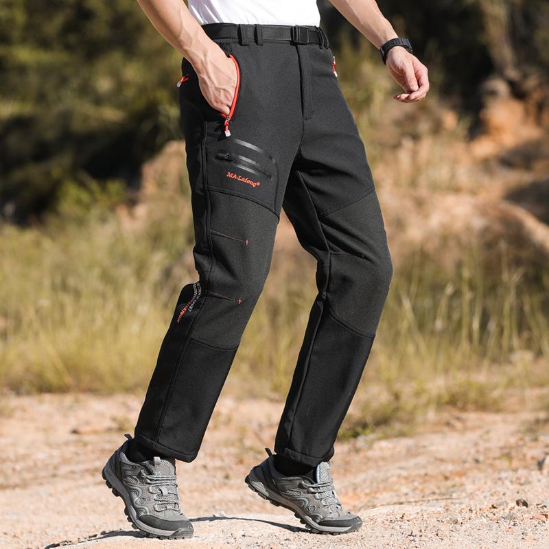 Unisex Windproof Softshell Pants: Warm, Wear-Resistant, and Waterproof for Autumn/Winter Outdoor Activities.
