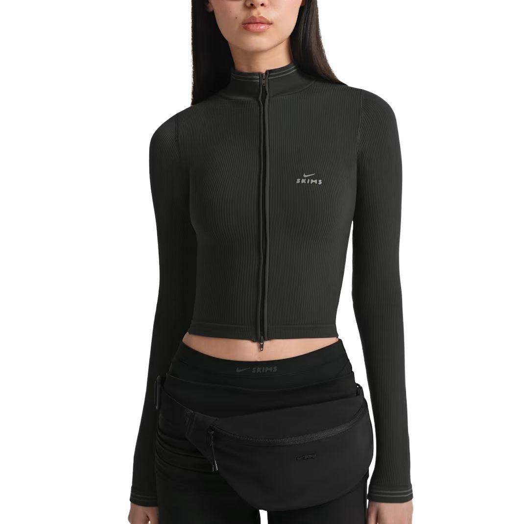 Nike × SKIMS Ribbed Seamless Stretch Stand Collar Zip Short Sleeve Jacket Women jackets TPLSL11145W-OAR XS