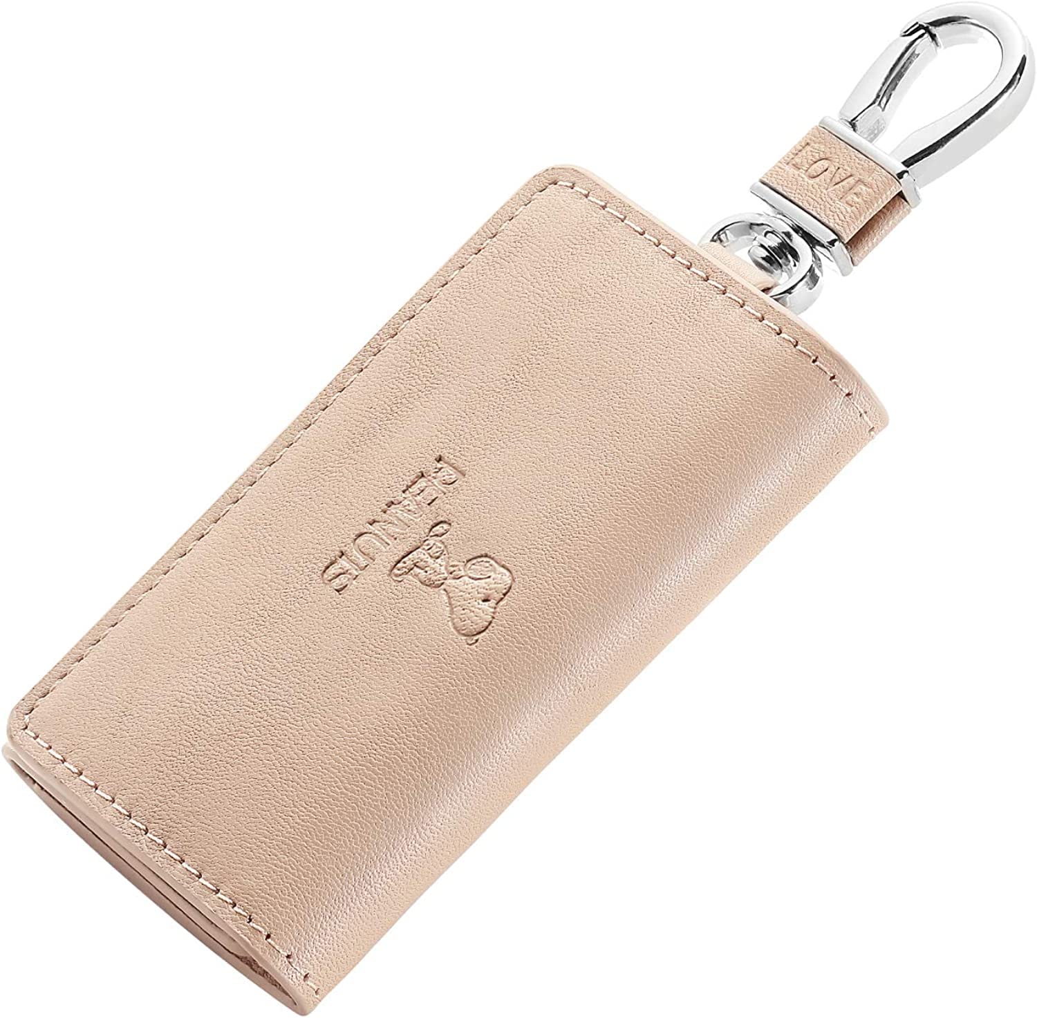 

Key case for genuine Italian 5 hooks [characters memorabilia] [SNOOPY] women, men, leather, leather, (rose beige) [item]