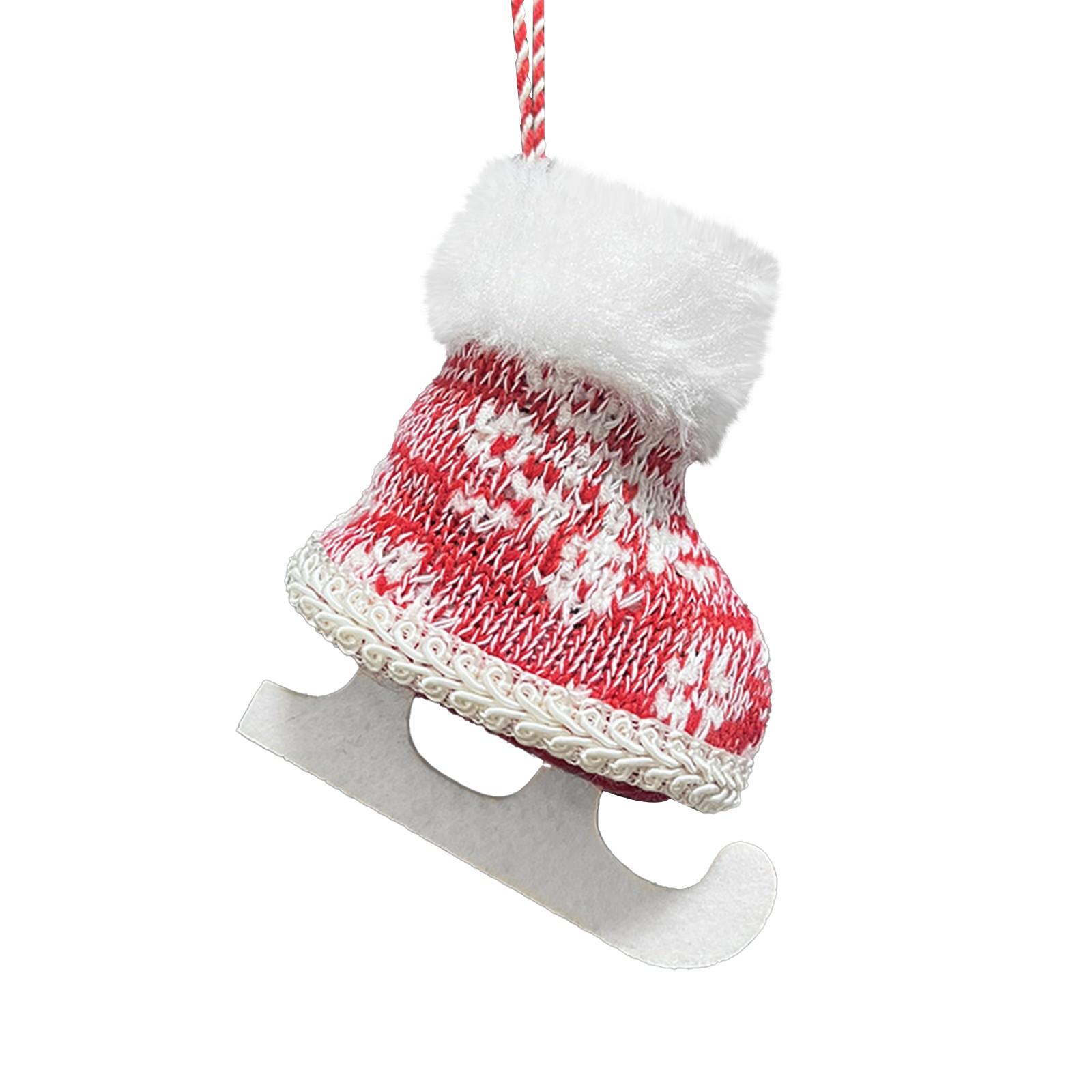 

Christmas Decoration Knitted Plush Skates Ice Skates Pendant Christmas Tree Decoration Pendant One Size