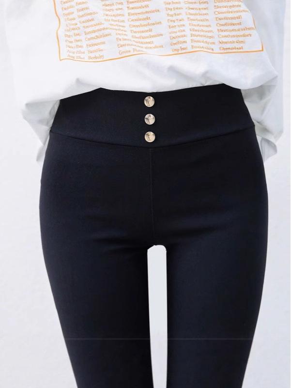 Women's High-Waisted Slimming Three-Button Pencil Leggings