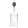 Transparent Double Cards Slots ID Tag Badge Holder with Badge Reel Cards Storage Organizer Employee Pass Work Card Case Sleeve