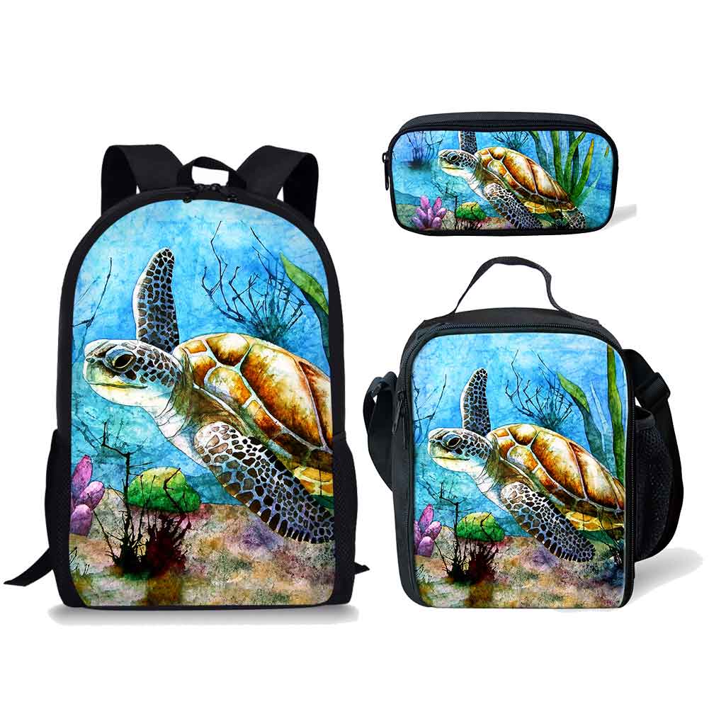 Classico Novità Particolare Fresco Tartaruga Modello Stampa 3D 3pz/Set alunno Zaini Scolastici Zaino Giorno per Laptop Zaino Zaino per Pranzo Astuccio