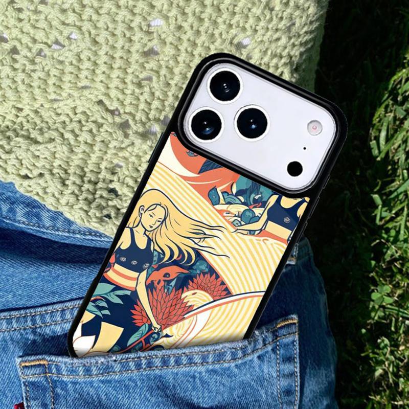 Japanese Surfers Phone Case For iPhone 17 AIR 16 Pro Max 15 14 Pro 11 12 13 Shockproof Silicone Cover