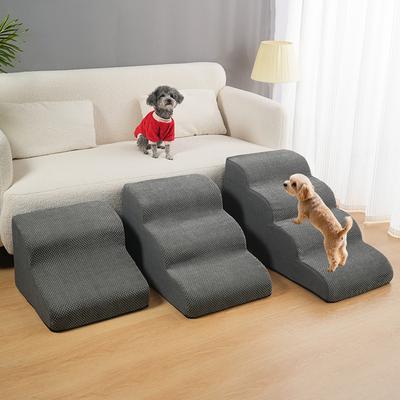 Yüksek Yataklar ve Kanepeler İçin Kıvrımlı Köpek Merdiveni Rampası Kaymaz Sünger Dolgulu Küçük Köpekler ve Kediler İçin Evcil Hayvan Basamakları