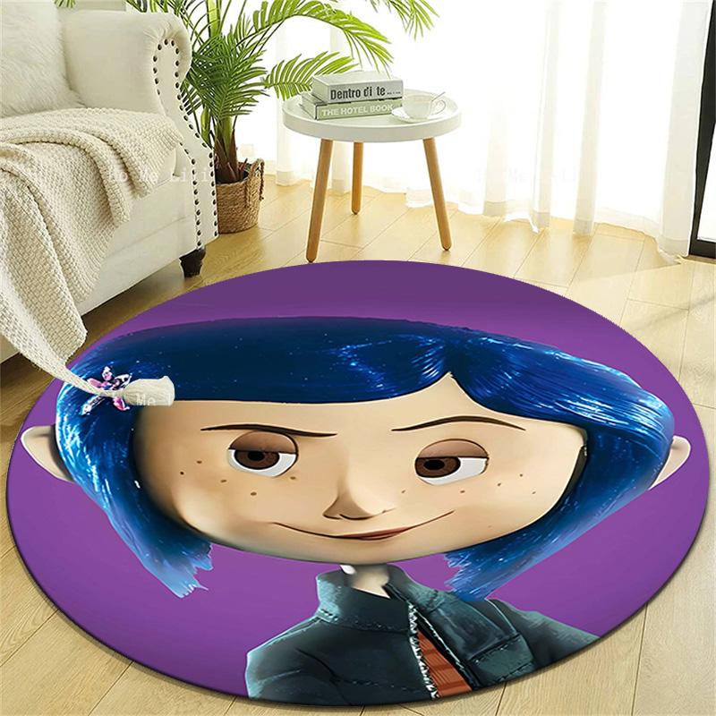 1pc Coraline Design Printed Area Round Carpet for Bedroom Living Room Home Decor Rugs Mat Non Slip Mat Rug for Bedside