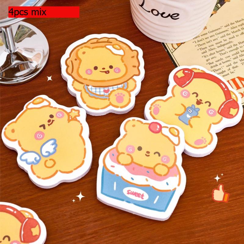 

Cartoon Custard Bear Gift Sticky Notes Cute Message High Value Hand Account Decoration Material N Times Kawai Stationery Lovely
