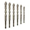6pcs Eccentric Carbide Drill Bits with 4 Flute Sawtooth Design for Wood Metal Stone Glass Concrete Brick Applications