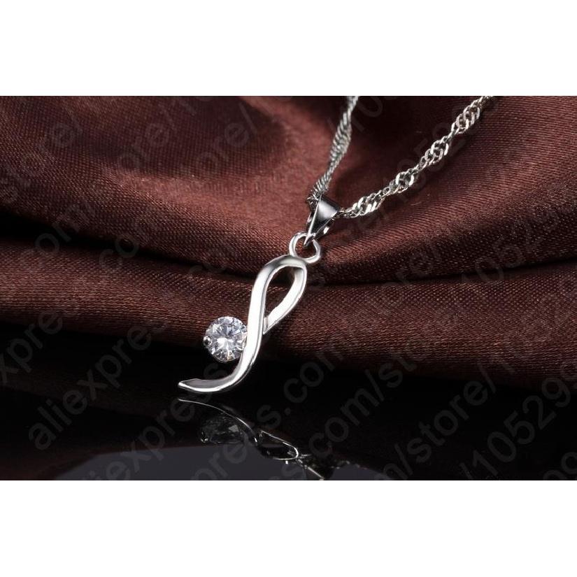 Elegant Woman 925 Sterling Silver Jewelry Clear CZ Fashion Design Pendant Necklace Woman Drop Earring Wedding Set With Box