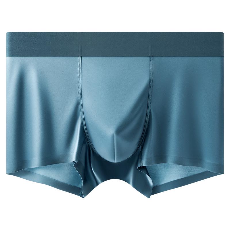 Men s Light Luxury Satin Ice Silk Boxer Briefs with Antibacterial Mulberry Silk Crotch