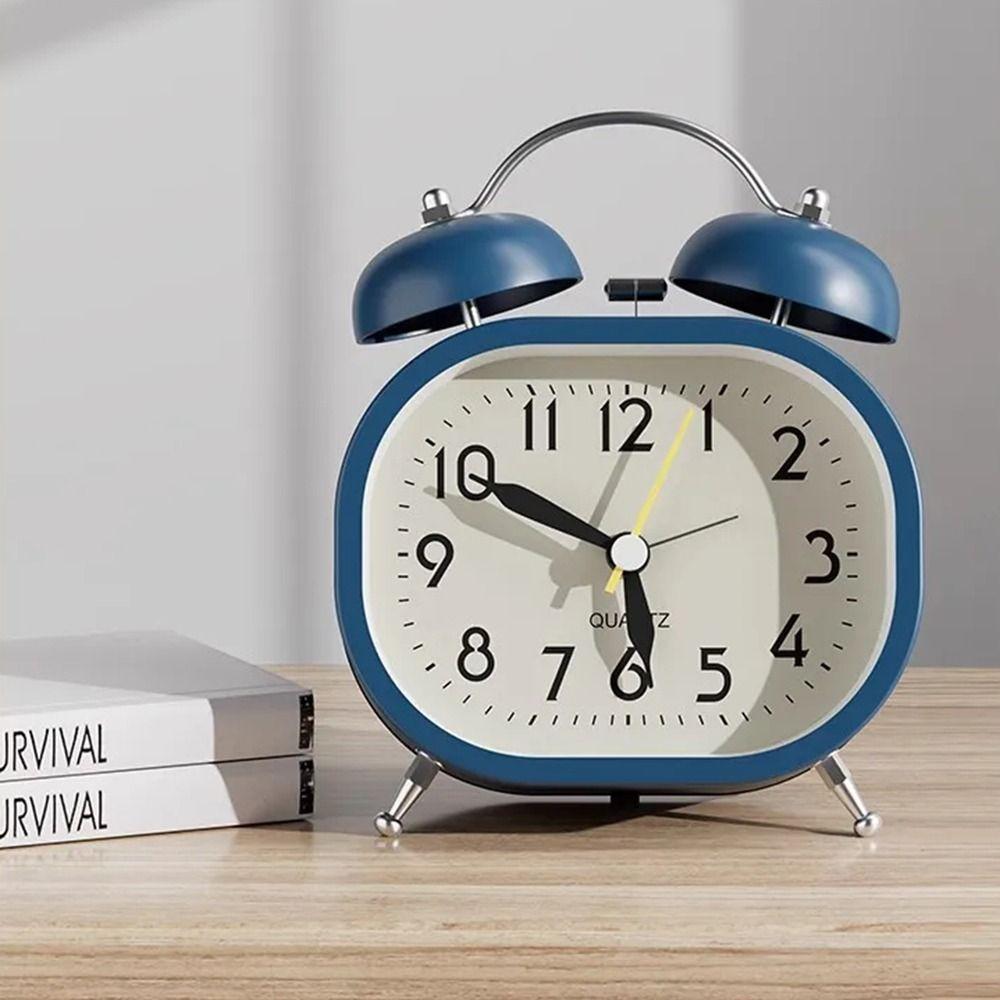 Silent Operation Metal Alarm Clock Metal Design Mechanical Clock Bedside Wake-up Clock  Desktop