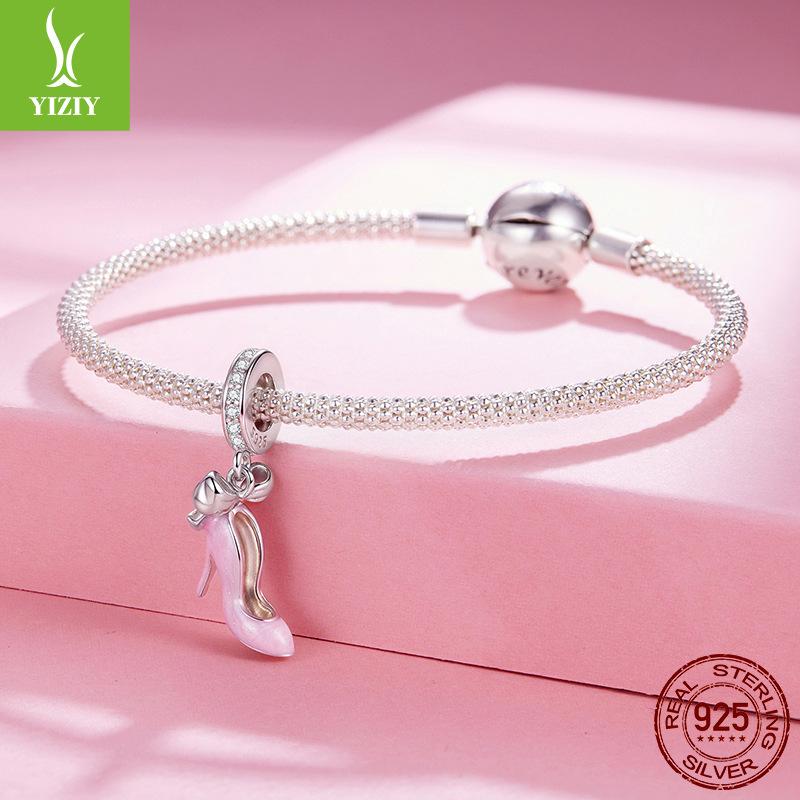 Talons Hauts Roses Pendentif Argent Sterling S925 Accessoires Style Princesse Fée Bracelet DIY Perlé