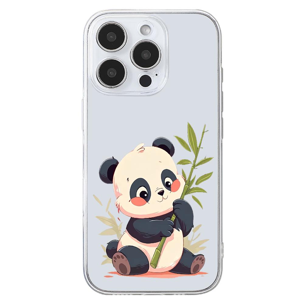 Cute Panda Transparent Phone Case Suitable for iPhone 17 16 15 14 13 12 11 Pro/Max/Plus Anti Drop and Anti Shock Back Cover