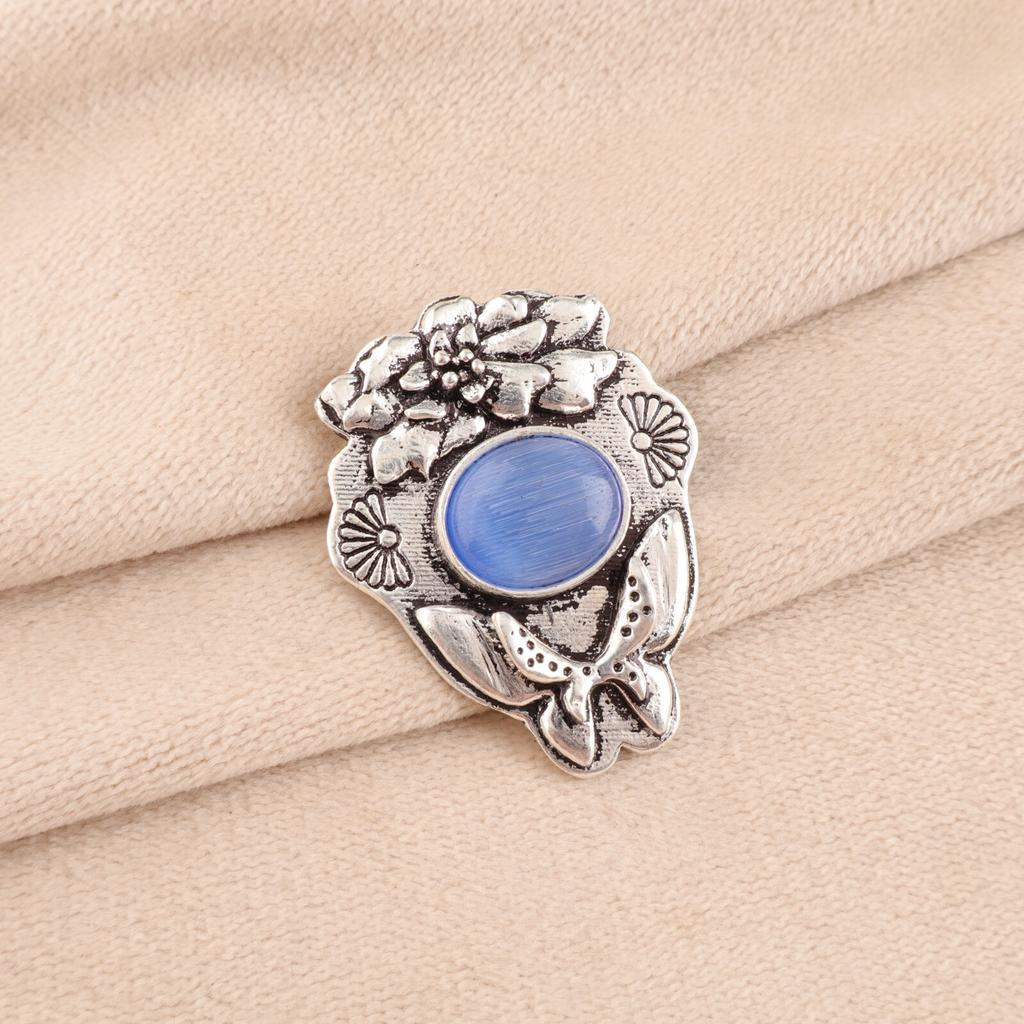 Dark Blue Cat's Eye Gemstone 925 Stamped Silver Jewelry Handmade Stylish Pendant CP-6-48