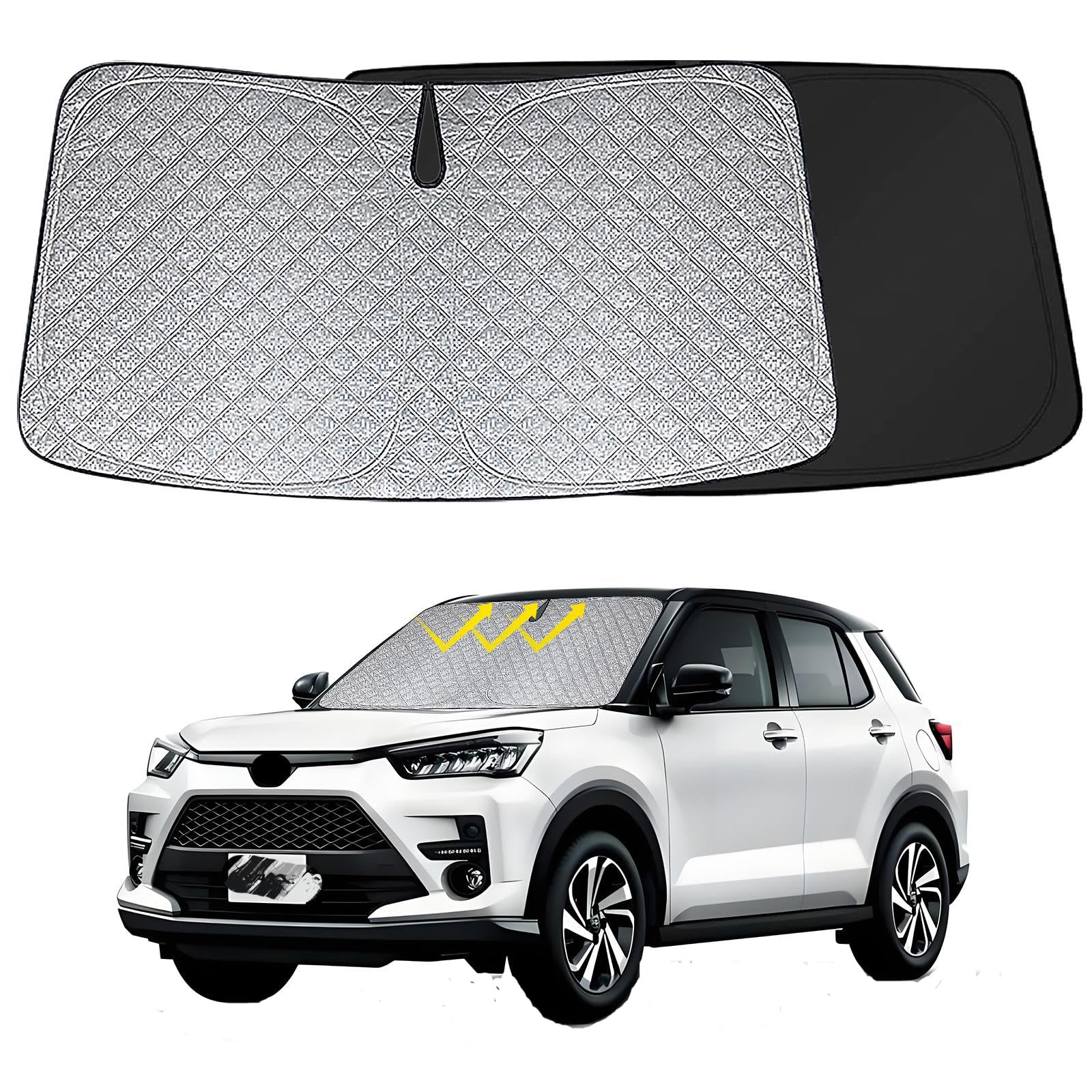 

Совместим с Toyota Rise Спортивная модель A200A A210A Передний солнцезащитный экран RAIZE Солнцезащитный экран для лобового стекла Хорошая светоблокировка Специфичный для автомобиля Защита от УФ-лучей чёрный