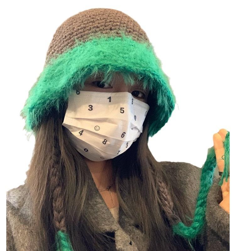 Handmade Thick Wool Hat for Women In Autumn and Winter Face Showing Little Fisherman Hat Ear Protection and Warm Knitted Pot Hat for Students