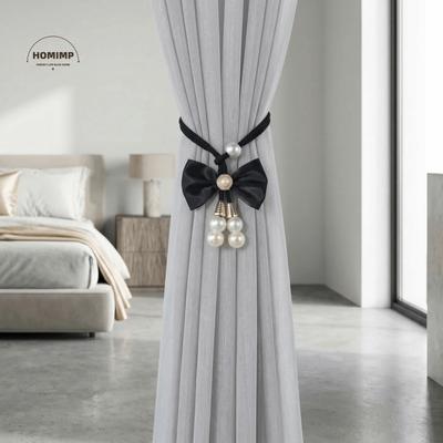 2 PCS Creative Adjustable Bowknot Curtain Straps Elegant Beautifully Curtain Tieback Pearl Bow Curtain Buckle Living Room